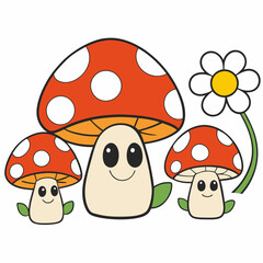 Floral Mushroom Cluster art vector illustration