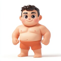 Fototapeta premium Charming Cartoon Wrestler, A playful, oversized character with a cheerful face, round body, and short limbs, designed to delight children with its colorful and friendly appearance.