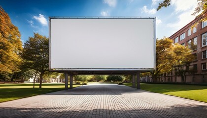 Fototapeta premium blank billboard poster mockup on college campus, event promotion and educational branding . blank billboard on the street