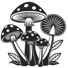 Floral Mushroom Cluster Vector - No Background art vector illustration