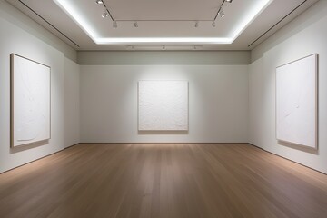 Expansive Minimalist Artwork Showcased in Brightly Lit Gallery Space