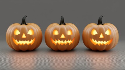 Halloween pumpkins isolated on transparent background - Generative AI
