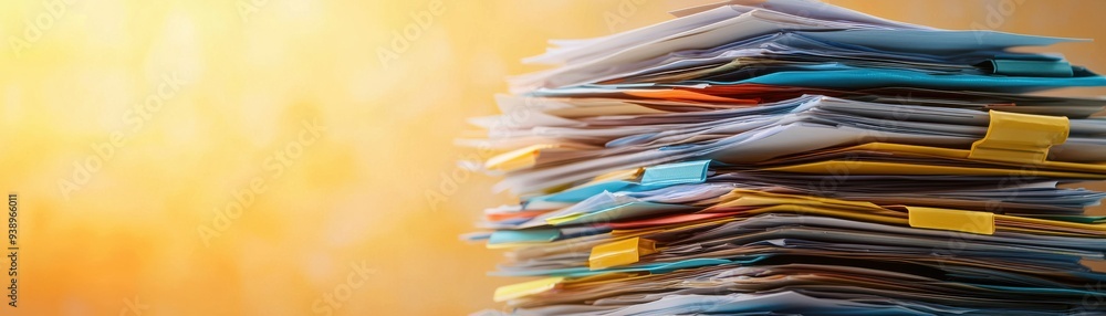 Poster a vibrant stack of organized folders, symbolizing productivity and efficient document management in 