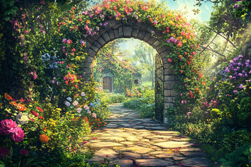 Fototapeta premium Stone Archway Garden.