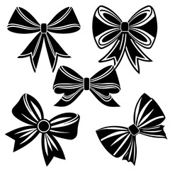 Christmas Element Set of Black Silhouette Gift Bows