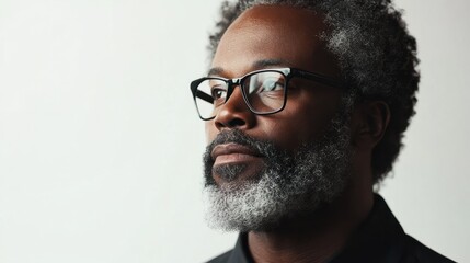 Obraz premium Mature Afro Black man portrait, for business profile, white background.