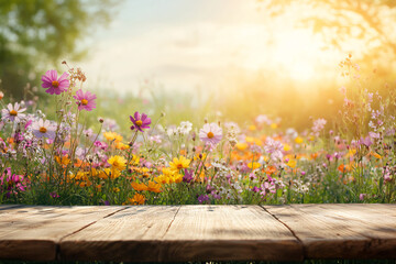 Summer Flowers Wooden Table.