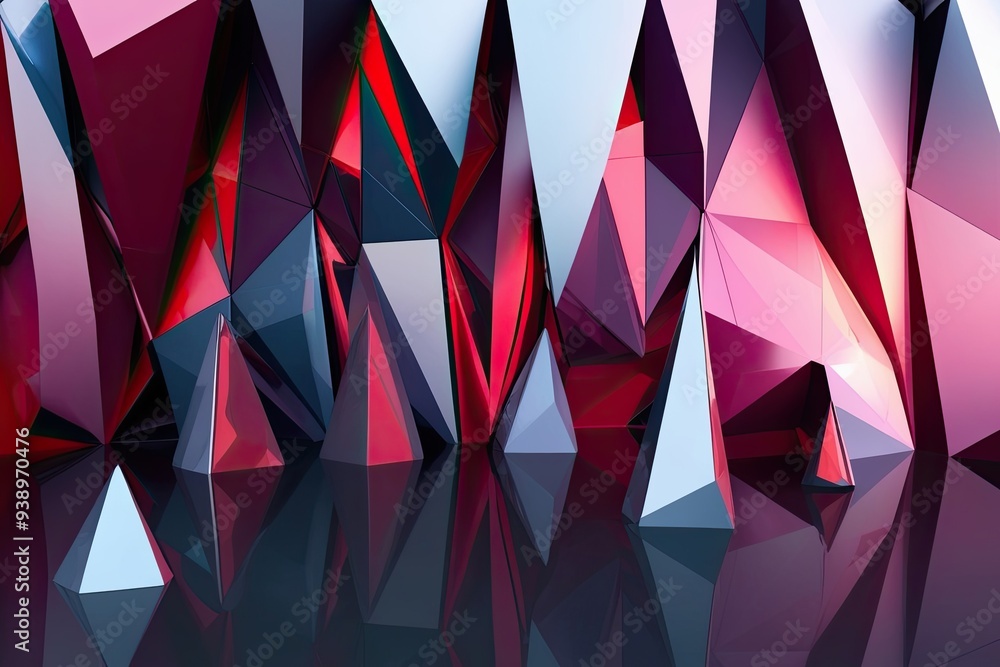 Poster advanced 3d graphics featuring eye-catching polygon shapes and dynamic refraction effects