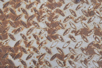 Rust Metal steel plate texture flooring background diamond grey pattern worn out surface