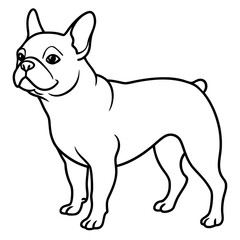 French bulldog line art vector illustration