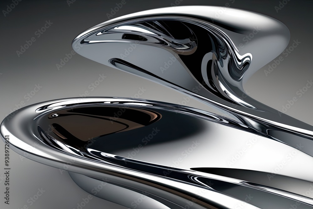 Poster stunning abstract design of metallic chrome flow in three dimensions