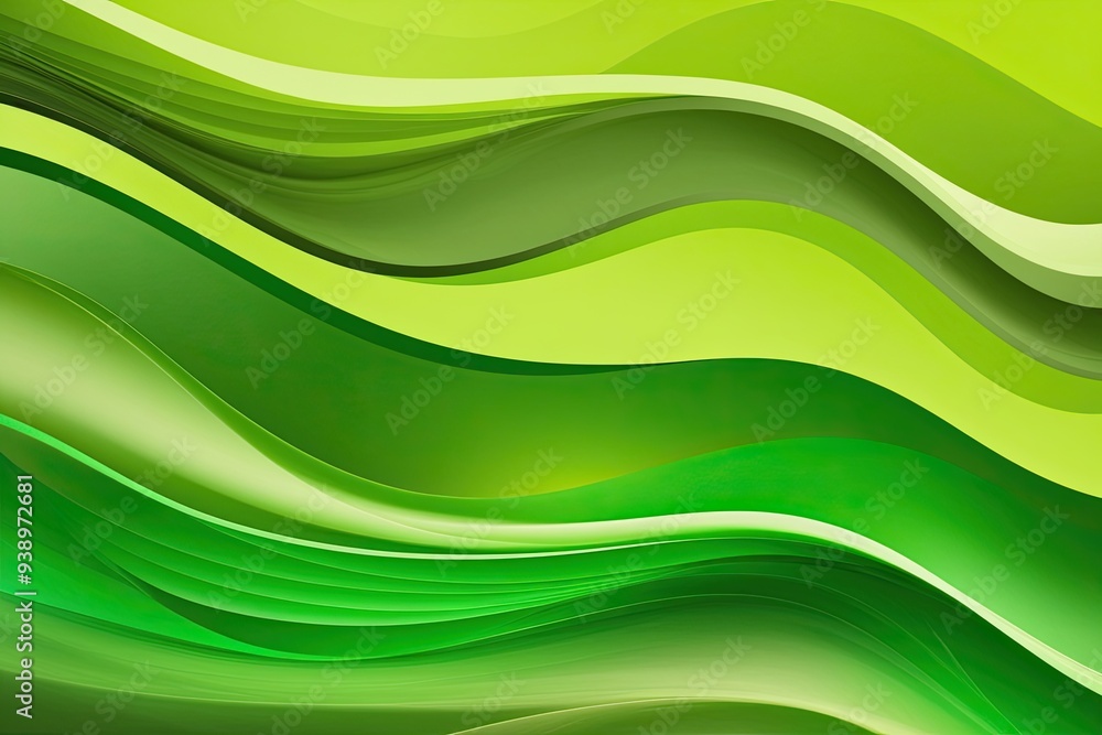 Poster vibrant lime and olive green gradient wave background with generous text area