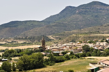 view of the spanish village of loarre with the tower of the church of san esteban