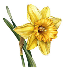 Obraz premium A bouquet of yellow daffodils in a vase with blooming flowers