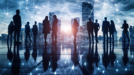 The concept of a business network. A group of businesspeople.