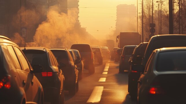 Traffic Pollution - Car Exhaust Emitting Smog and CO Emissions