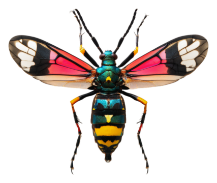 PNG Vibrant-winged insect on white