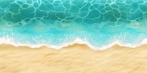 Obraz premium Aerial View of Turquoise Ocean Waves and Sandy Beach