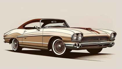 Obraz premium Old Vintage Car Illustration: Timeless Corvette Art