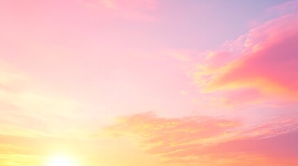 Obraz premium A vibrant, glowing sunset background with a large, clear sky for text