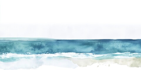 Seascape Watercolor: Tranquil Ocean Waves