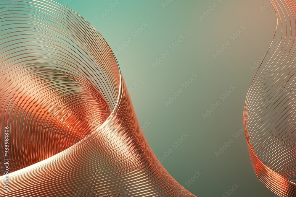 Poster soft mint copper gradient wave background with vibrant retro texture and ample copy space