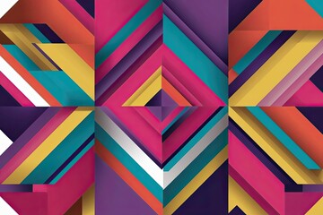 Dynamic 3D Geometric Abstract Artwork with Bold Shapes and Vivid Colors