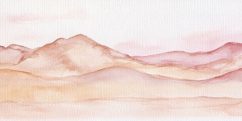 Fototapeta premium Serene Watercolor Landscape of Soft Hills and Pastels