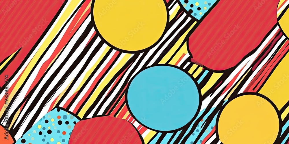 Canvas Prints Colorful Abstract Pattern with Circles and Stripes