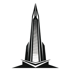 Tall, Sleek Skyscraper Silhouette with Sharp Lines, Representing Modern Construction and Engineering Expertise in Urban Development
