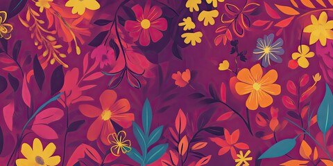 Colorful Floral Pattern on a Vibrant Background