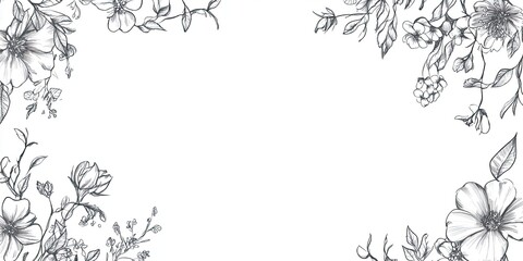 Elegant Floral Sketch Borders with Blank Center Space