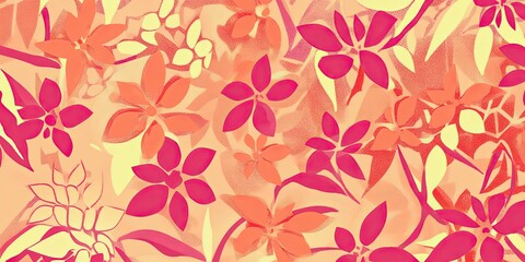 Vibrant Floral Patterns in Pink and Yellow Tones