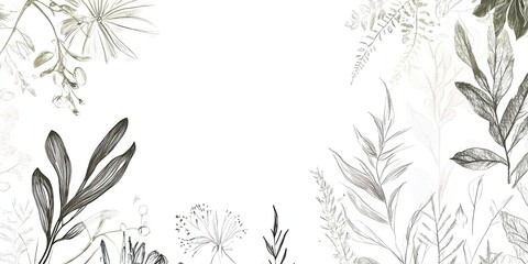 Elegant Floral Line Art with Minimalist White Background