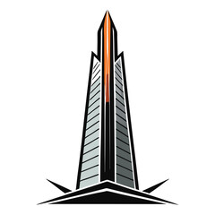 Fototapeta premium Tall, Sleek Skyscraper Silhouette with Sharp Lines, Representing Modern Construction and Engineering Expertise in Urban Development