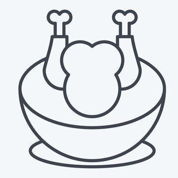 recommend clip art: Icon Chicken Soup. related to Korea symbol. line style. simple illustration