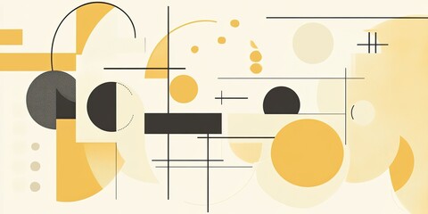 Obraz premium Abstract Geometric Shapes in Yellow and Black Palette