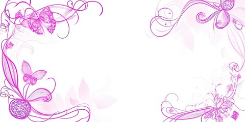 Elegant Pink Butterflies and Floral Design Background