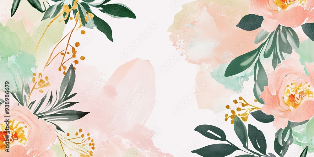 Canvas Prints Floral Watercolor Background with Soft Pastel Colors