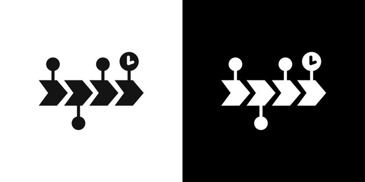 Chronology icon Flat fill set collection