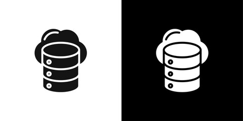 Cloud database icon Flat fill set collection