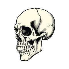 Profile View of a Classic Human Skull