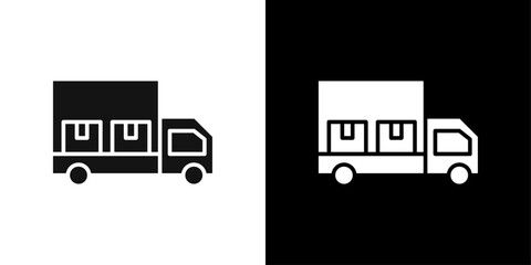 delivery truck icon Flat fill set collection