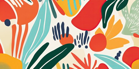 Colorful Floral Pattern with Abstract Shapes