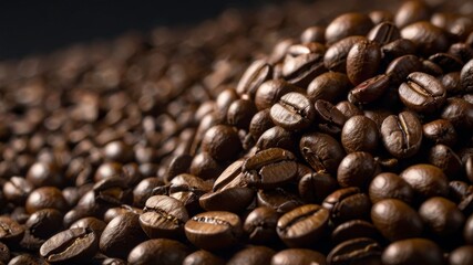 Scattering a few coffee beans around a copy space image