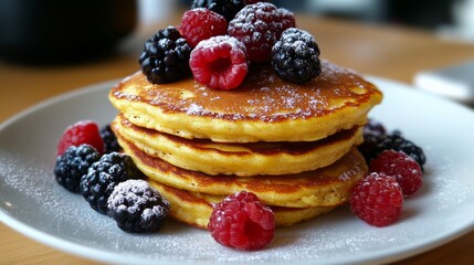  Coconut flour pancakes with berries, keto, low-carb breakfast treat 