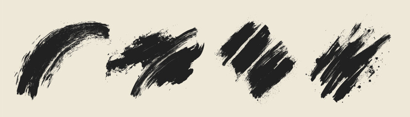 Vector set of black ink strokes. Collection of highly detailed messy, textured, and artistic elements for dirty art, banners, borders, and abstract design
