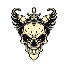 Viking Skull with Horns and Star Crown