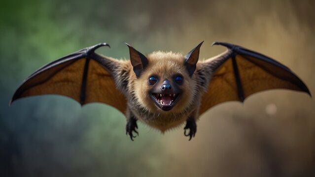 close-up of a bat with wings spread