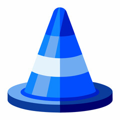 Here is the vector design of a blue glass traffic cone on a white background art vector illustration